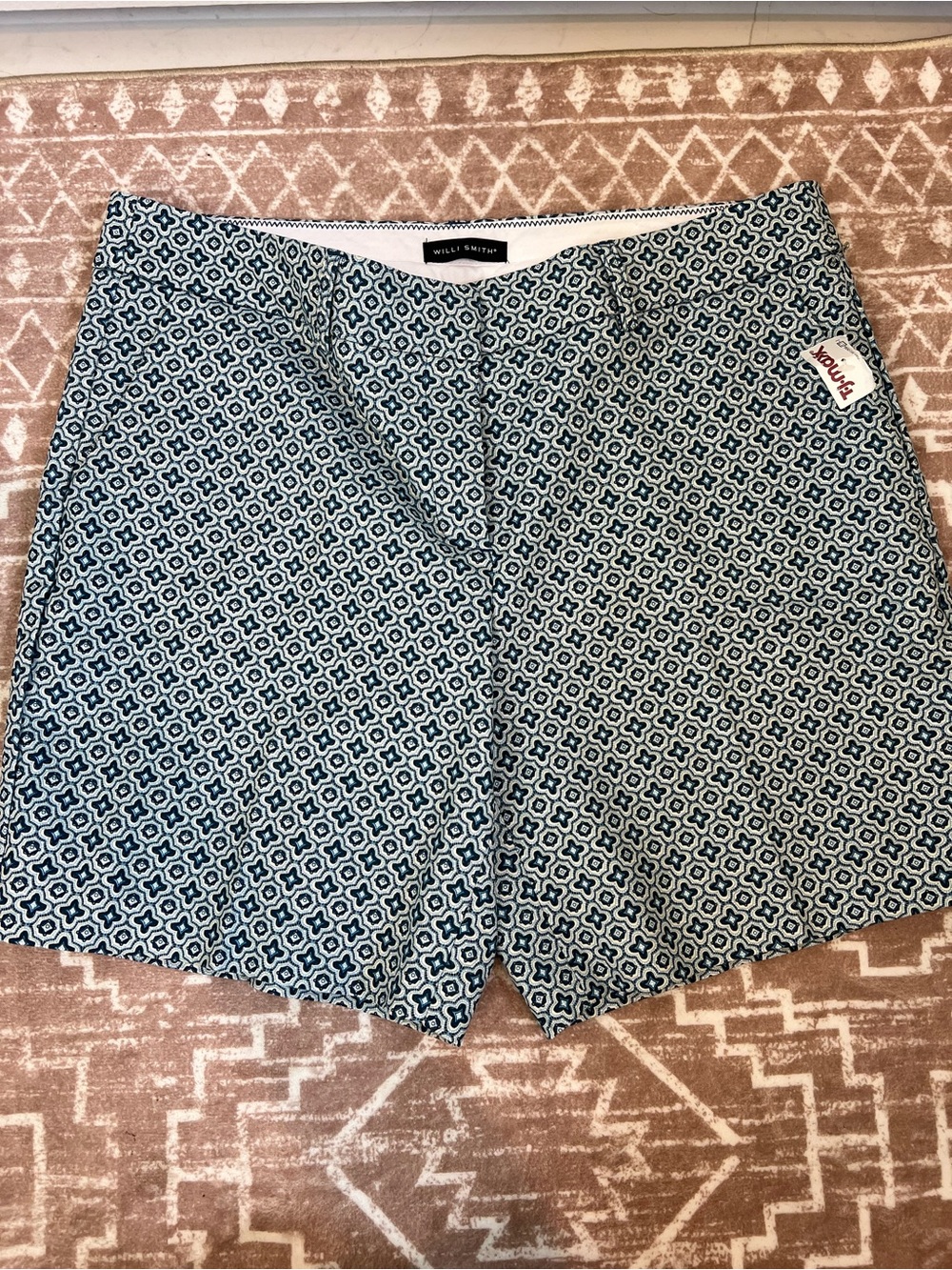 Willi Smith Blue and White Geometric Print Bermuda Shorts Sz 10